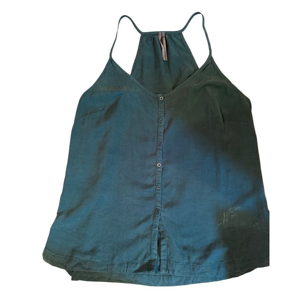 Anthropologie Jenny Green Button Up Racerback Back Swing Cami Sz L - Picture 4 of 9